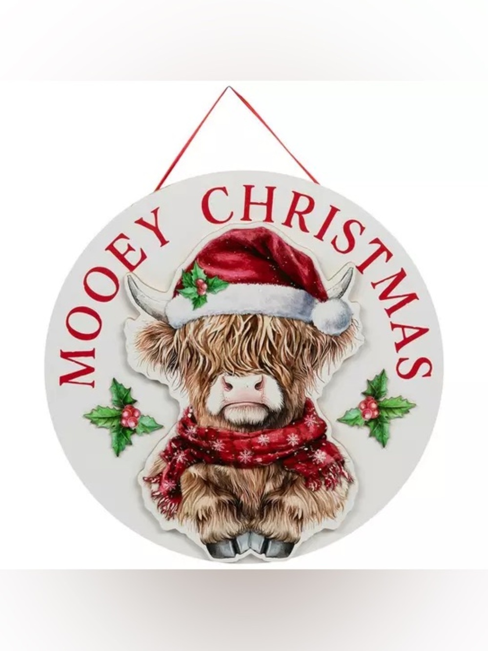 (2) Mooey Christmas Cow Wood Wall Decor